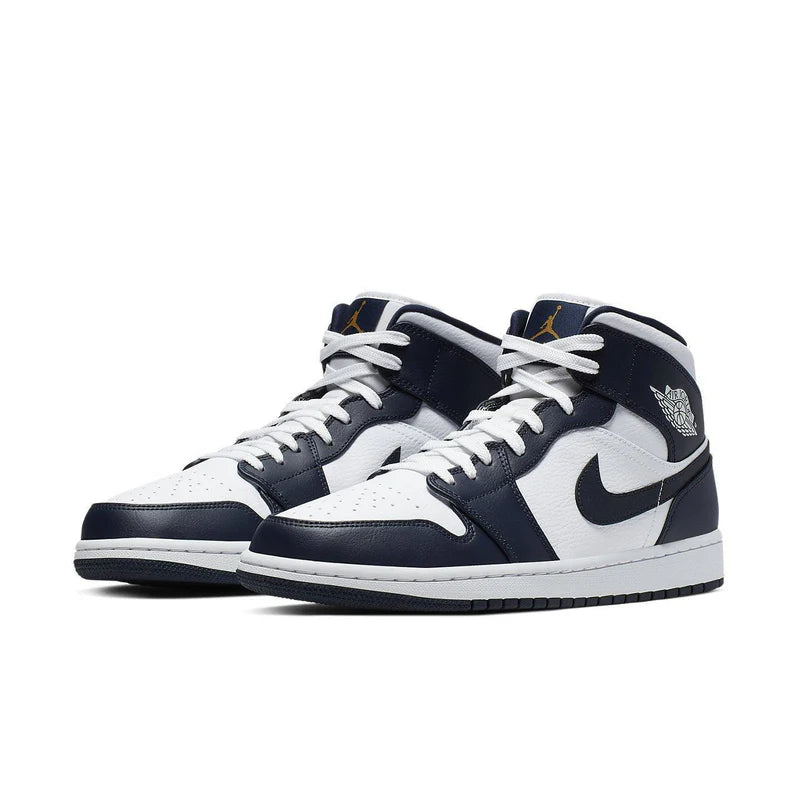 Air Jordan 1 Mid White Metallic Gold Obsidian